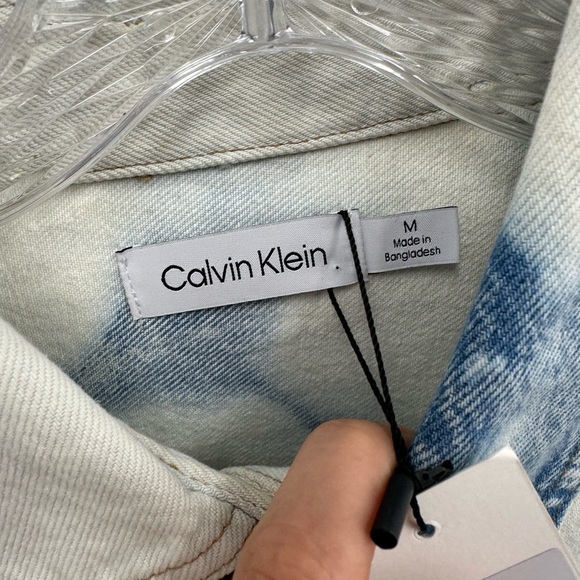 Calvin Klein Blue Big Sky Denim Shirt Jacket Shacket Tie Dye Size M - Picture 8 of 9